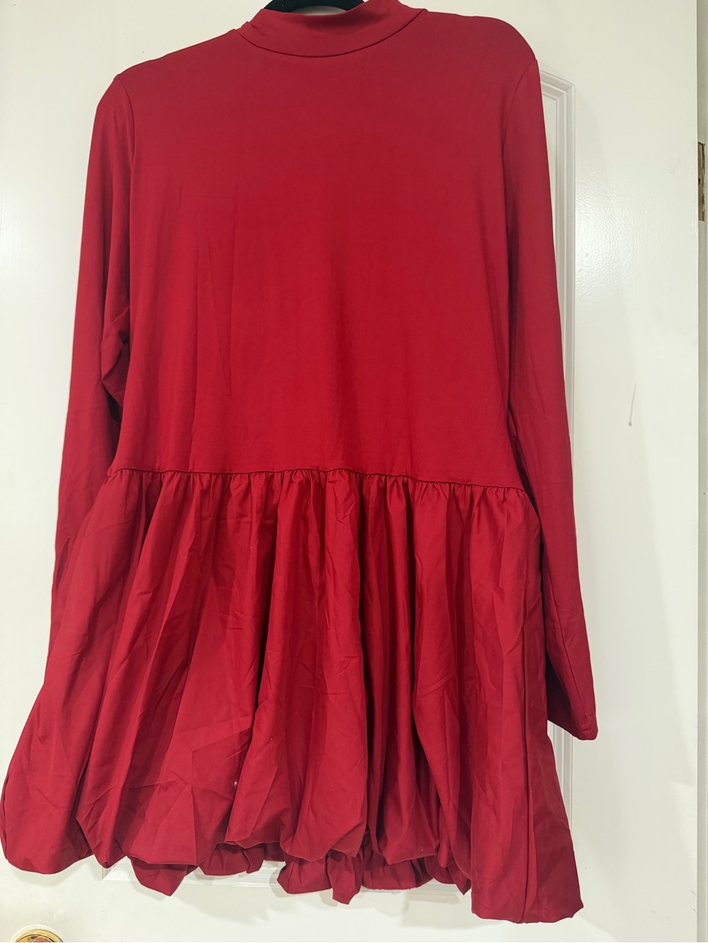 SHEIN Red Long Sleeve Babydoll Dress